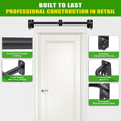 SELEWARE Heavy Duty Wall Mount Pull Up Bar, Joist Mount Chin Up Bar for Doorway, Sturdy Steel Construction, w/Resistance Band Hooks, Fits 32"/36" Wall Studs for Home Gym Strength Training