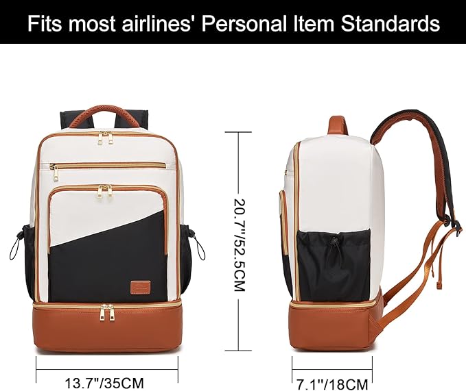 seyfocnia Gym Backpack for Men, Lightweight Sports Back pack With Shoe Compartment, Waterproof Gym Bag Workout Trainning Rucksack Casual Travel Daypack- White Brown