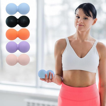 Hard Peanut Massage Ball, Double Lacrosse Massage Ball. Deep Tissue Massager Mobility Roller for Physical Therapy Myofascial Release Trigger Point Muscle Relax Pain Relief Acupressure (Orange)