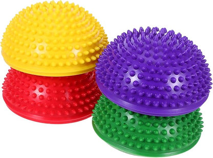 GALPADA 4 Pcs Hedgehog Balance Balls Domed Stability Trainer Dots for Kids Adults Spiked Fitness Balance Equipment for Coordination Sensory Integration Yellow Red Green Purple