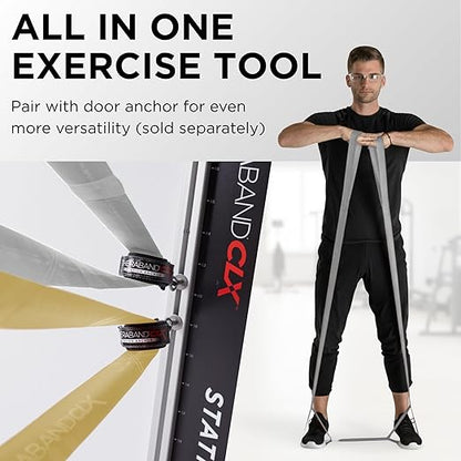 THERABAND CLX Resistance Band 2-Pack, Super Heavy & Max Workout Bands with Loops, 5′ Non-Latex Exercise Bands for Home, Gym, Travel, Full-Body Training, Silver & Gold
