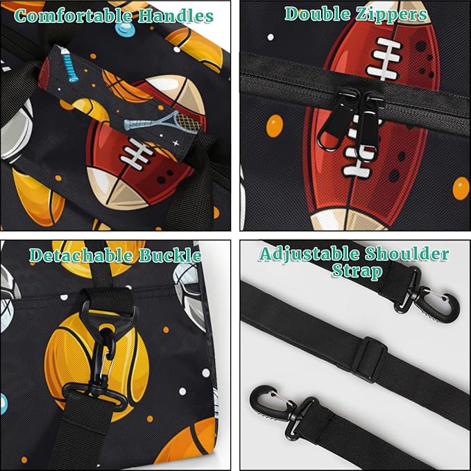 Personalized Ball Gym Duffel Bags for Kids Boys with Custom Name Sport Training Travel Bags for Overnight Weekender