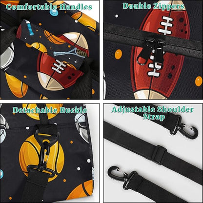 Personalized Ball Gym Duffel Bags for Kids Boys with Custom Name Sport Training Travel Bags for Overnight Weekender