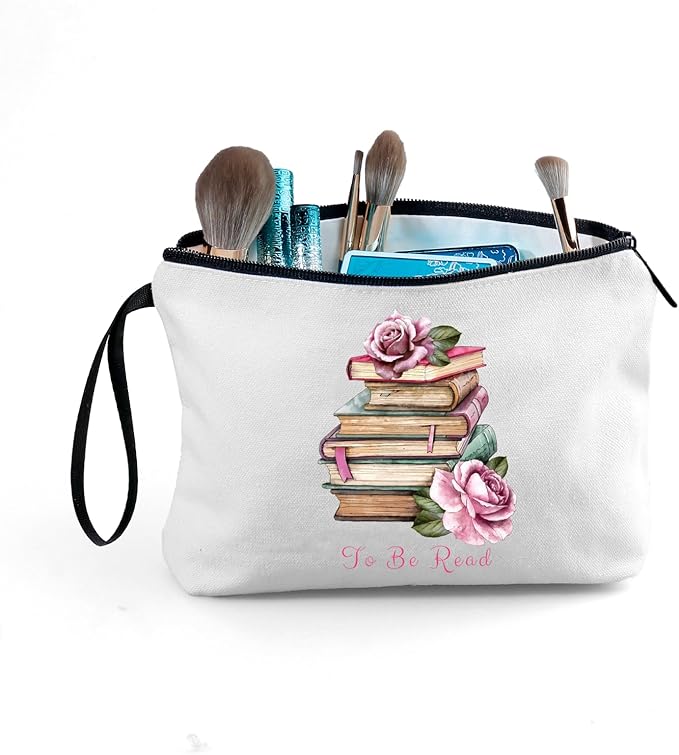 Reading Book Librarian Library Gifts for Women Reader Bookworm People Who Like to Read Nerd Club Literary Friend Sister Unique Makeup Cosmetic Bag
