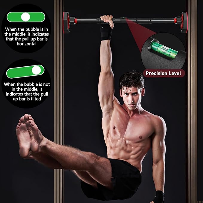 Operitacx Adjustable Doorway Pull up Bar with Secure Locking Comfortable Grip Strength Training Bar for Home Gym Portable Fitness Equipment for Upper Body Workout and Stretching