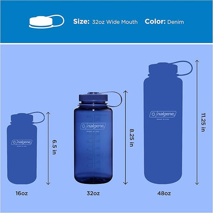 Nalgene 32 oz Wide Mouth Water Bottle | BPA-Free, Durable & Leak Proof, Lightweight Bottle for Hiking & Gym, Work & Travel