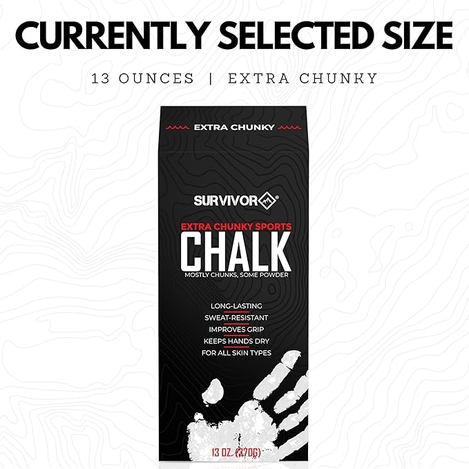 SURVIVOR Gym Chalk - Climbing Chalk, Lifting Chalk, Gymnastics Chalk - Pure Magnesium Carbonate Hand Chalk Powder, Weightlifting Chalk Gym - Rock Climbing Chalk for Weights
