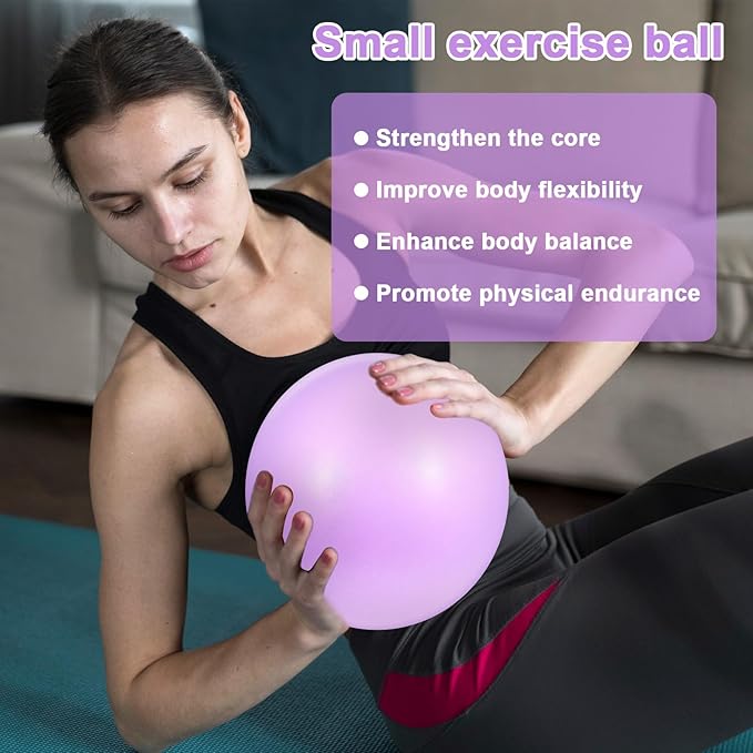 2 Pcs Small Exercise Ball Soft 9 Inch Mini Pilates Ball Anti Slip Resistant Yoga Balls Ideal Small Exercise Balls Between Knee Squeeze for Stability Fitness Physical Therapy Stretch Strength Workout