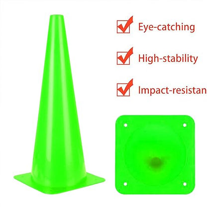 [5 Pack] 18 inch Traffic Cones, Safety Road Parking Cones,Agility Field Marker Cones for Soccer Basketball Football Drills Training, Outdoor Sport Activity & Festive Events– (5 Color Options)