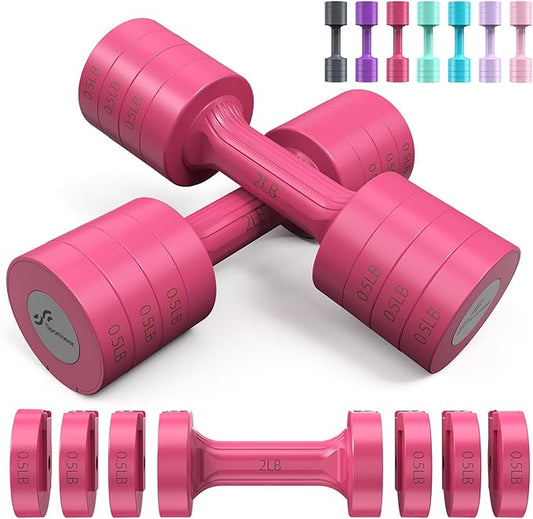 Sportneer Adjustable Dumbbells Hand Weights Set: 5 lb Dumbbell Set of 2 Each 2lb 3lb 4lb 5lb Free Weights Fast Adjust Weight 4 In 1 Weights Dumbbells Set for Women Men Home Gym Exercise Training