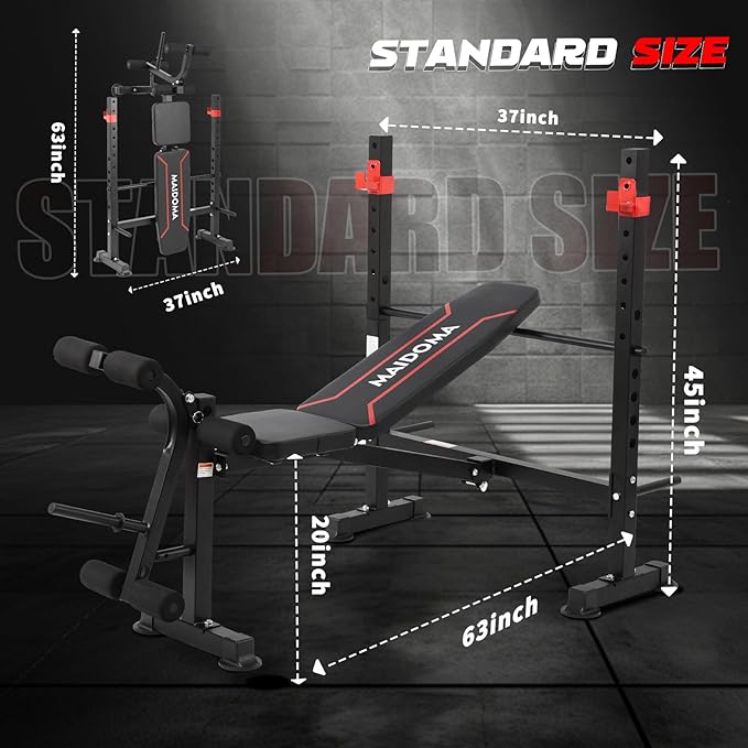Standard Weight Bench Set for Full Body Workout, Foldable Bench Press with Leg Curl/Extension, Adjustable Workout Bench Set for Home Gym（US Stock）
