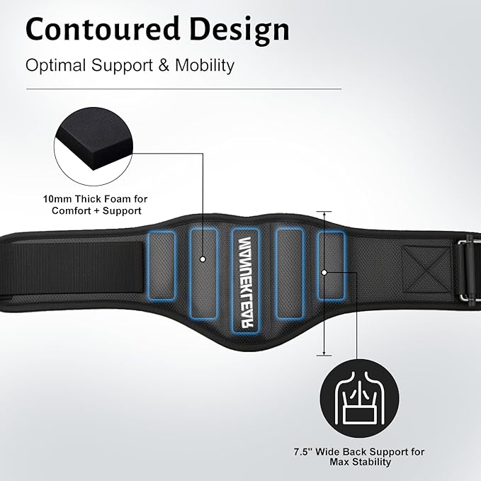 MANUEKLEAR Gym Weight Lifting Belt Weight Lifting Workout Weightlifting Powerlifting Belt for Men Women - 7.5inch - Bodybuilding Fitness Back Support for Cross Training, Squats, Lunges