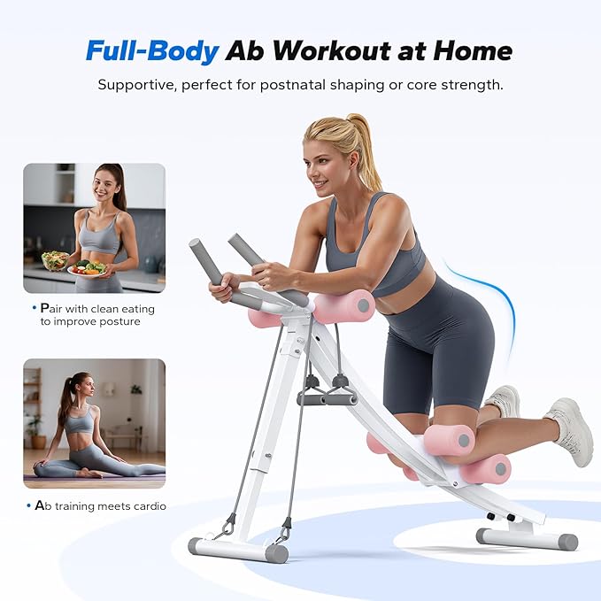 MERACH Dual Track Ab Machine, Adjustable Ab Trainer Machine, Ab Workout Equipment for Home Gym, Ergonomic Arc Track for Better Abs, Foldable Workout Machine for Full Body Workout Home Exercise (Black)