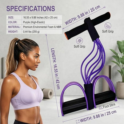 Upgraded 6-Tube Pedal Resistance Band with Handle, Heavy Duty Pedal Puller Resistance Band for Sit Up Exercise Equipment, Fitness Exercise Bands for Women Slimming, Pilates & Yoga Stretching