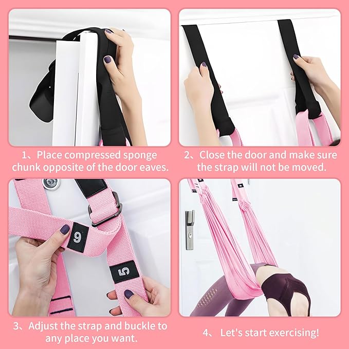Leg Stretcher Strap Adjustable Fitness Strap Band for Waist Trainer Stretching Door Swing Flexibility Tensile Trainer with Carrying Pouch Back Bend Go Upside-Down for Yoga Practitioner Ballet Dancer Gymnastics Exercises