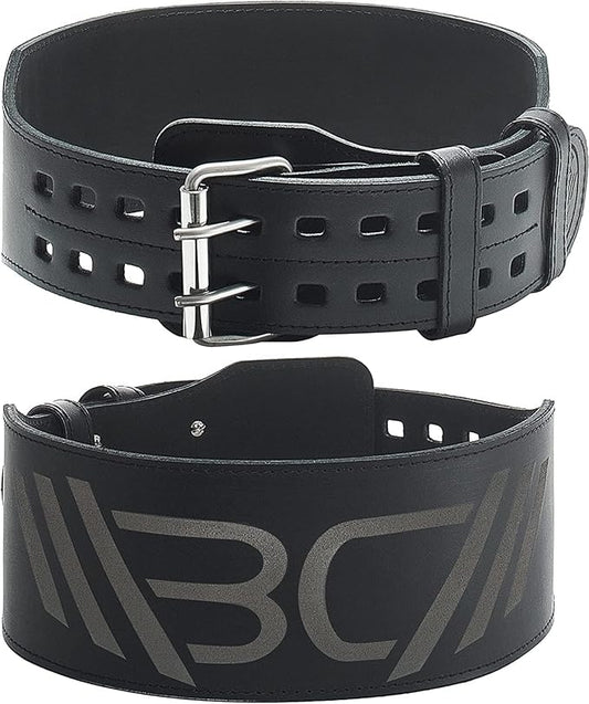 WARM BODY COLD MIND Leather Weight Lifting Belt 4" Adjustable Belt with Buckle for Workout, Squats, Gym, Powerlifting, Olympic Weightlifting, Strength Training. Waist/Back Support