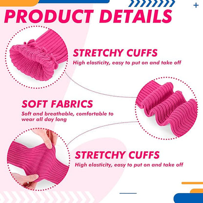 Hillban 4 Set 80s Leg Warmers for Women Men 80s 90s Accessories Neon Headband Wristband Workout Outfit for Carnival Party