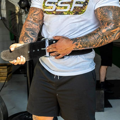 SERIOUS STEEL FITNESS Leather Weight Lifting Belt | Powerlifting, Weightlifting & Exercise Belt | 4" Wide & 10mm Thick