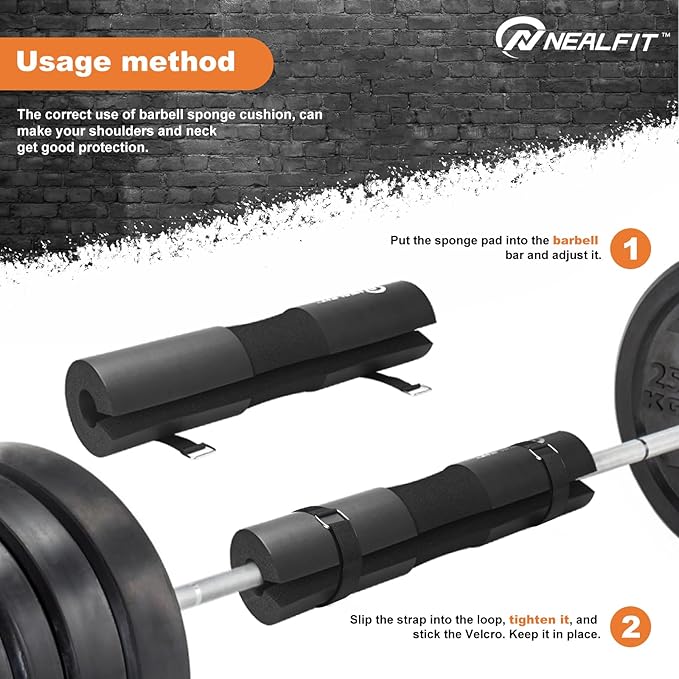 Barbell Pad Squat Pad for Squats—Squat Bar Pad—Great for Weightlifting,Lunges and Hip Thrusts—Foam Sponge Pad—Fit Standard and Olympic Bars Perfectly