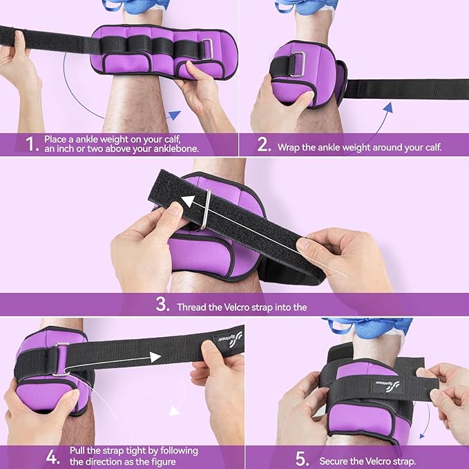 Sportneer Upgrade Adjustable Ankle and Wrist Weights for Women and Men 1-7 lbs / 1-10 lbs Set | Comfortable, Secure Fit for Walking, Running, Fitness, Physical Therapy, Home Gym