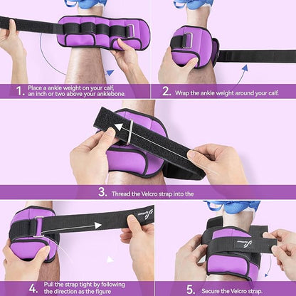 Sportneer Upgrade Adjustable Ankle and Wrist Weights for Women and Men 1-7 lbs / 1-10 lbs Set | Comfortable, Secure Fit for Walking, Running, Fitness, Physical Therapy, Home Gym