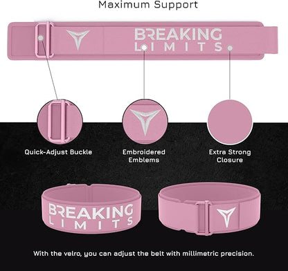 Breaking Limits Pink Lifting Belt - Weight Lifting Belt Women & Men - Squat Belt for Gym, Workout, Weightlifting, Powerlifting, Deadlifts - Cinturones para Hombre Gym - Woman Lifting Belts