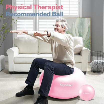 Exercise Ball, Extra Thick Yoga Ball for Workout Pregnancy Stability, 4 Sizes Anti-Burst Balance Ball with Foot Pump - Heavy Duty Fitness Ball Chair for Office, Home & Gym