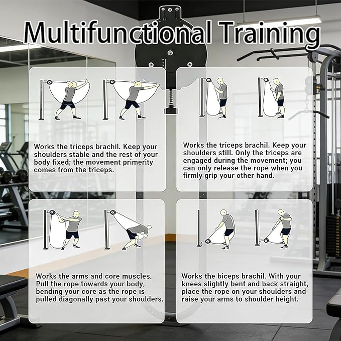 Endless Rope Trainer & Cable Pulley System for Home Gym - Adjustable Resistance Suspension Trainer with Premium Nylon Rope for Full-Body, Arm, Back, and Grip Exercise