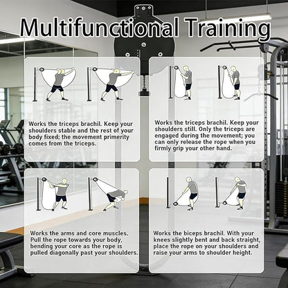 Endless Rope Trainer & Cable Pulley System for Home Gym - Adjustable Resistance Suspension Trainer with Premium Nylon Rope for Full-Body, Arm, Back, and Grip Exercise