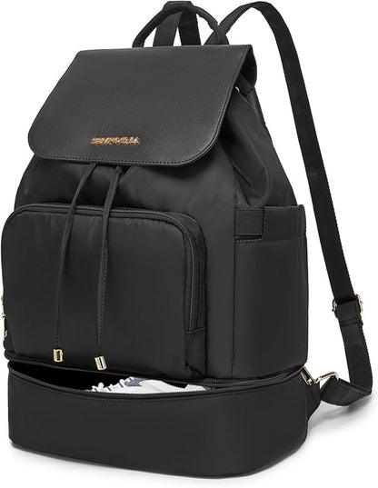 seyfocnia Gym Backpack for Women, Gym Bag with Shoe Compartment Lightweight Travel Workout Sports Backpack Womens Black