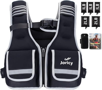 Adjustable Weighted Vest Woman 5-12lb/9-16lb/17-24lb/23-30lb Weight Vest with Reflective Stripe, Zipper Rucking Running Vests for Women Men Workout Walking Strength Training Weight Loss Fitness Weightlifting