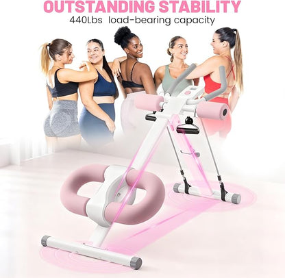 Ab Machine, Adjustable Ab Trainer Machine for Abs Workout at Home Gym, Abdominal Trainer for Stomach Workout, Foldable Abdominal Exercise Machine with Knee Protection and LCD Monitor