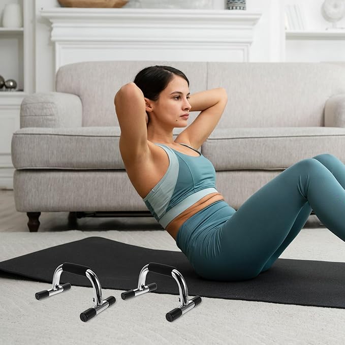 2pcs Push up Bars Home Workout Equipment Steel Pushup Stands with Non-slip Base Portable Upper Body Exercise Equipment for Strength Training