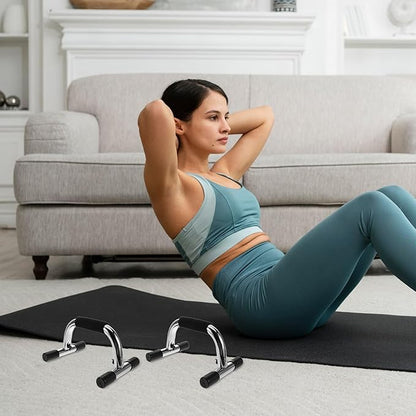 2pcs Push up Bars Home Workout Equipment Steel Pushup Stands with Non-slip Base Portable Upper Body Exercise Equipment for Strength Training