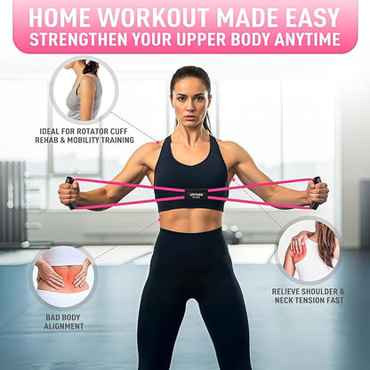 Figure 8 Resistance Bands for Arm, Back, 3 Level Latex Heavy Exercise Bands with Handles for Strength Training, Full Body Workout, Physical Therapy, Pilates, Yoga, Home Gym Equipment for Women