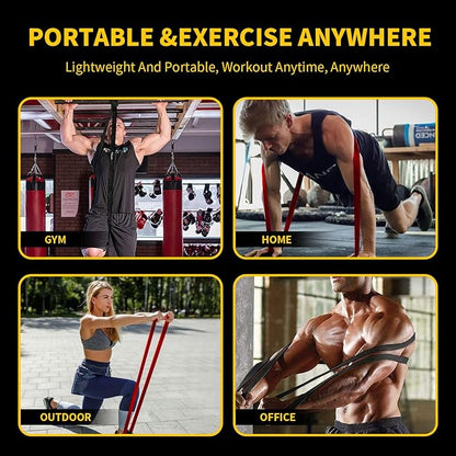 Resistance Bands for Working Out, Pull Up Bands for Men Women, Thick Heavy Resistance Band Set with Door Anchor, Elastic Exercise Bands for Body Stretching, Physical Therapy, Home Workouts