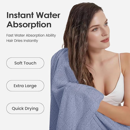 JML Microfiber Bath Towels, Ultra Soft, Super Absorbent, Fast Drying, No Fading, Large Body Towel Set for Shower, Gym, Suana, Sport, Travel, Fitness, SPA,Yoga (Coral Fleece Blue, 30 in x 60 in)
