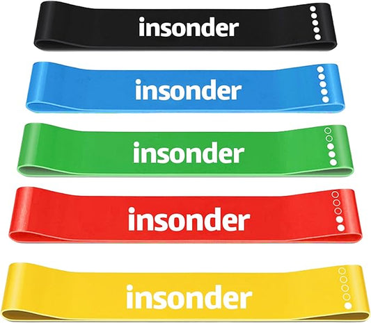 Insonder Resistance Band Set - 5 Exercise Bands for Workout & Fitness