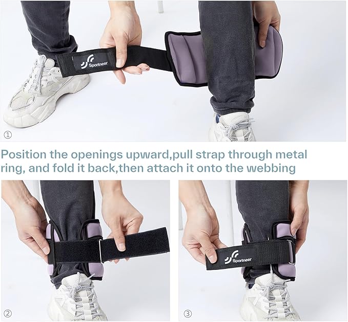 Sportneer Adjustable Ankle Weights Set - 1 Pair (2-10 lbs) Removable Sandbags for Women & Men, Comfortable Neoprene Leg Weights for Walking, Running, Pilates, Yoga, Home Workout & Physical Therapy