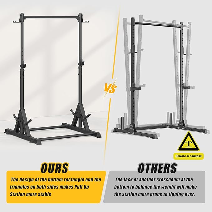 Pull Up Station, Strength Training Workout Pull Up Bar Free Standing for Home Gym, Adjustable Heavy Duty Pullup Bar Station Outdoor/Indoor, 600LBS Weight Capacity