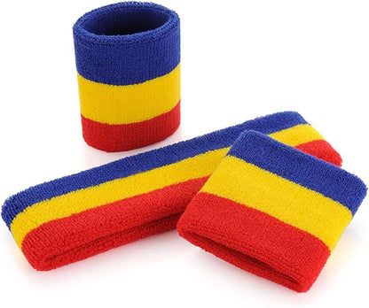 ONUPGO Sweatband Set Sports Headband Wristband Set Sweatbands Terry Cloth Wristband Wrist Sweatband Headbands Moisture Wicking Sweat Absorbing Head Band
