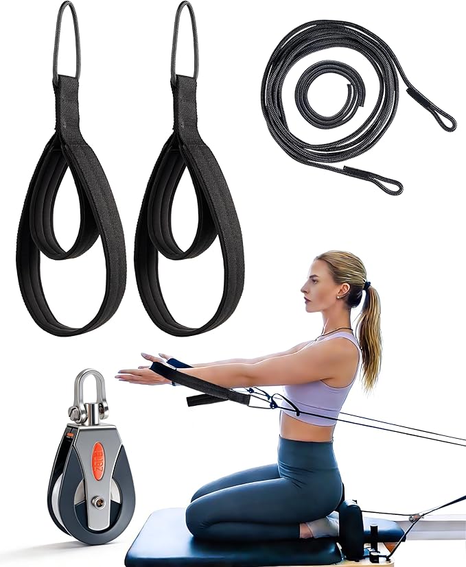 Pilates Reformer Split Rope Upgrade System - Advanced Independent Arm Training Kit with Rope Divider, 4M+1M Cords & 2PCS Pilates Straps for Reformer for Home Studio Strength Workouts