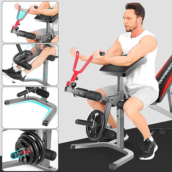 OPPSDECOR Power Cage, 2000LBS Squat Rack with Dual Pulley Cable Crossover System, Multifunctional Power Rack with More Training Attachments for Home Gym, Weight Cage Fits Compact Space