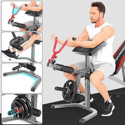 OPPSDECOR Power Cage, 2000LBS Squat Rack with Dual Pulley Cable Crossover System, Multifunctional Power Rack with More Training Attachments for Home Gym, Weight Cage Fits Compact Space