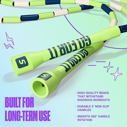 Sportbit Elite Beaded Jump Rope – Adjustable for Kids & Adults, Durable Fitness Skipping Rope for Cardio, Gym, Home & Outdoor Workouts