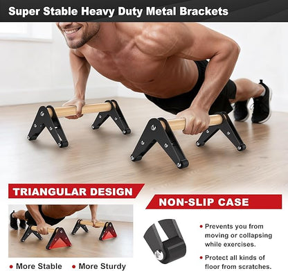 Push Up Bar - Heavy-Duty Stainless Steel Pushup Stands with Non-Slip Base, 500LB Capacity, Portable Home Gym Equipment for Strength Training & Floor Workouts