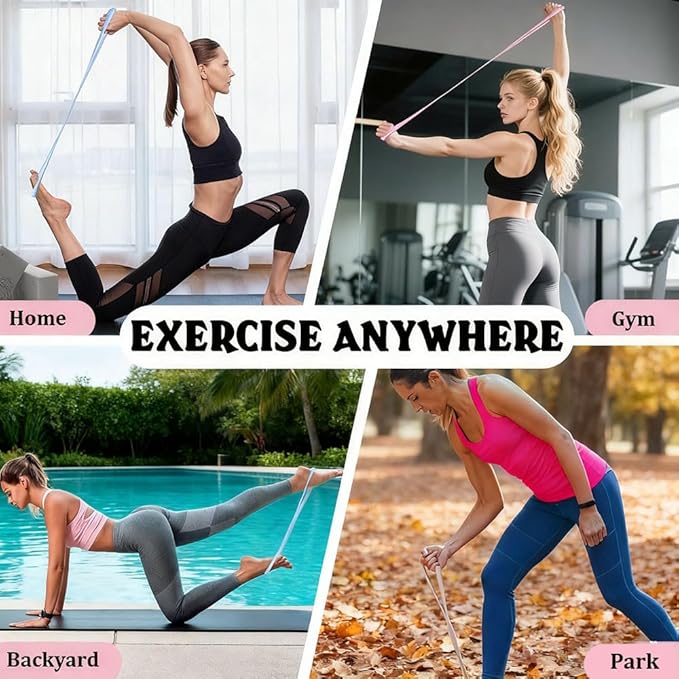 Resistance Bands with Handles,Figure 8 Resistance Band Elastic Fitness Bands Exercise Band for Home Yoga Gym Workout for Women