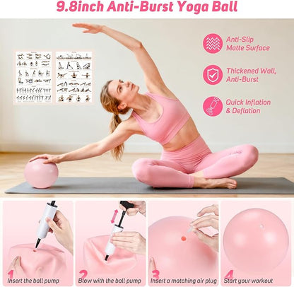 Asten Home Pilates Kit for Women: Pilates Equipment Pilates Ring and Ball Set with Resistance Bands, Core Slider, Foam Roller, Pilates Essentials Kit for Beginner Home Workout, Compact Toning Fitness