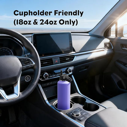 POWCAN 18oz Travel Water Bottle: Standard Mouth, Leakproof, BPA-Free, Easy Hold Handle, Insulated Stainless Steel Thermos with Straw for Teens, School, Outdoors, Running, Camping, Gym (Violet's Tale)