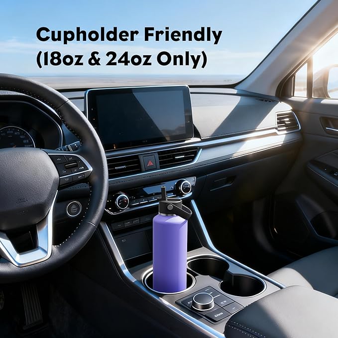 POWCAN 24 oz Travel Water Bottle: Standard Mouth, Leakproof, BPA-Free, Easy Hold Handle, Insulated Stainless Steel Thermos with Straw for School, Outdoors, Teens, Running, Sport, Trip (Violet's Tale)